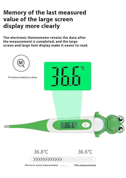 Digital Oral Thermometer Suitable for Children and Adults,High Accuracy Fast Measurement for Oral,Rectal,Underarm,Easy to Maintain Cleanliness and Hygiene,Soft Silicone,Frog