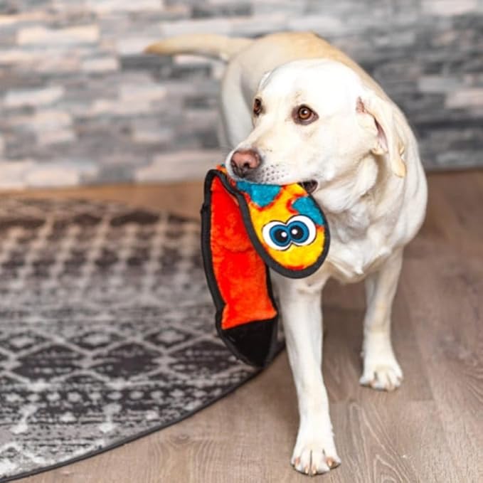 Outward Hound Durablez Large Snake Stuffing-Free Squeaky Plush Dog Toy for Puppies & Dogs - Interactive, Soft Yet Tough, No Mess, Jumbo Squeaker, Long-Lasting Play, 24.5 inch, Orange