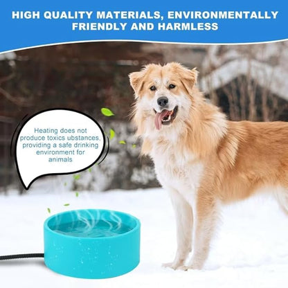 Large Heated Water Bowl for Dog & Cat, Waterproof Heated Pet Bowl Heater for Chickens Rabbit Livestocks, Heated Bird Bath for Winter, 108 OZ 30 Watts
