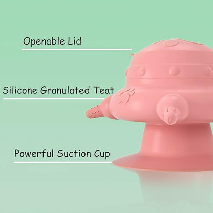 Puppy Nipple Feeder, Kitten Nursing Milk Bowl, Bubble Silicone Milk Feeder, Dog Nurser Bottle with Base, Pacifiers Feeding Station for Multiple Puppies Kittens Rabbits (Navy Blue)