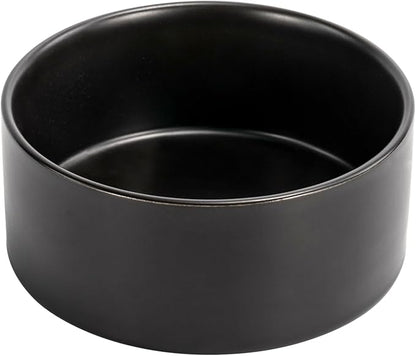 SPUNKYJUNKY 42OZ Ceramic Dog and Cat Bowl, Modern Cute Weighted Food Water Bowl for Replacement Black (2 Pack)
