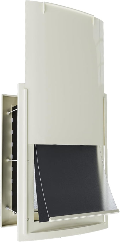mestyl Dog Door for Wall, Pet Door, Doggie Door with Telescoping Tunnel, Double Magnetic Flaps and Sliding Lock Panels, 3-Flap Dog Door and Cat Door, Easy to Install, White, Large