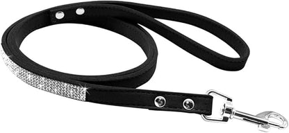 Bling Rhinestone Dog Leash - 4 ft Long & 5/8" Wide - Dog Leash for Medium Small Dogs/Cats Training Walking and Running,Black