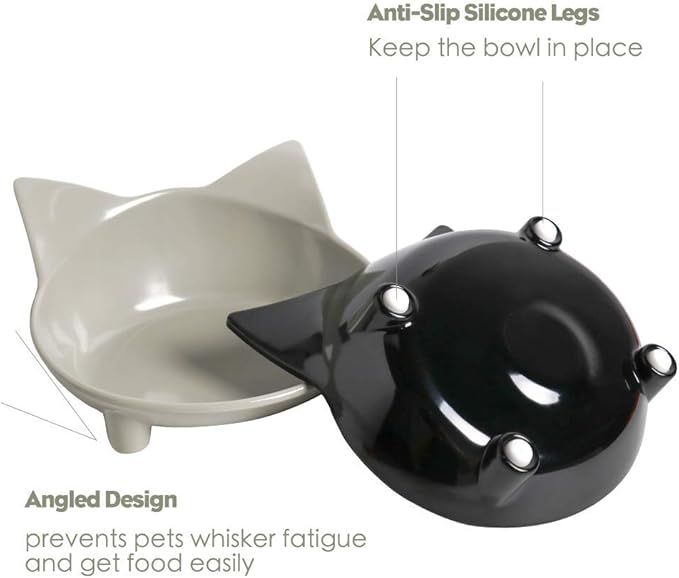 Skrtuan Pets Dog Cat Food Bowl – Non-Slip Wide, Shallow Pet Dish for Whisker Fatigue Relief, Safe for Puppies & Rabbits