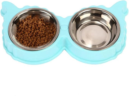Cat Bowls and Dishes Dog Bowl Stainless Steel Pet Dog Cat Puppy Feeding Feeder Double Bowl Water Food Holder Dog Feeders for Feeding Green
