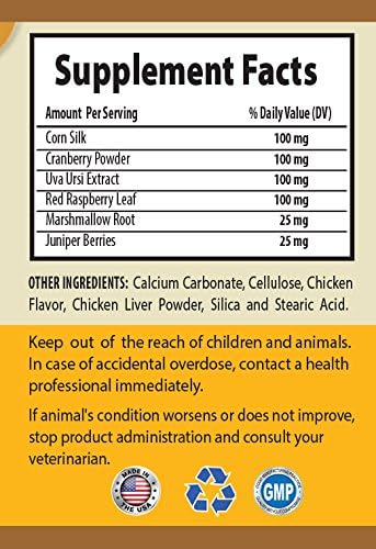 Bladder Support for Dogs - Dogs Urinary Tract Support - Maintain Health Function - CHEWABLE - uva Ursi for Dogs - - dog supplements & vitamins - dog vitamins and multivitamins - 90 Treats (1 Bottle)