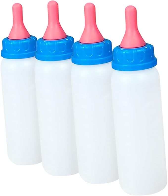 POPETPOP 4pcs Piglet Nursing Bottle Set Calf Feeding Bottle for Small Animals Lamb Goat Milk Feeder Easy-Grip Design Suitable for Artificial Feeding