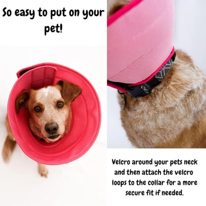 DMW Products Extra Soft Dog Cone for Dogs After Surgery, Adjustable Dog Cones for Large Dogs, Medium and Small. Lightweight Dog Cone Alternative After Surgery. Comfy Recovery Dog E Collar.