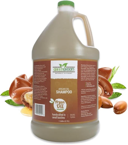 Green Groom Argan Oil Dog Shampoo, 1 Gallon - Vitamin E and Antioxidant Rich, Restores Shine, Moisturizing, Natural Ingredients, Helps Relieve Dry Itchy Skin, Adds Moisture to the Coat