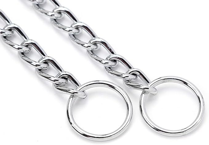 Silver Choke Collar for Large Dogs, Metal Slip Chain Collars Heavy Duty Training Martingale Collars for Small Medium Large Breed Pets, L