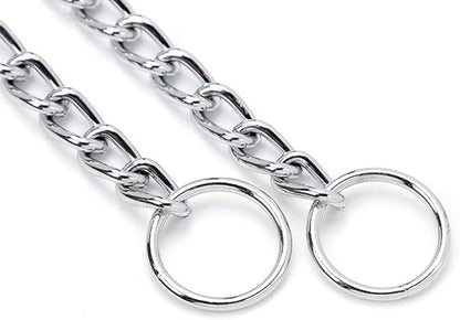 Silver Dog Chain Collar for Small Dogs, Metal Slip Chain Collars, Heavy Duty Martingale Puppy Collars for XXS XS Small Medium Large Breed Pets Dogs, XX-Small