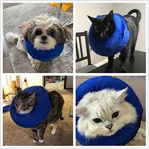 VST Comfortable Inflatable Cone Collar for Dogs,Adjustable Soft Pet Recovery Collar Prevent Pets from Touching Biting Scratching at Injuries Wounds (S)