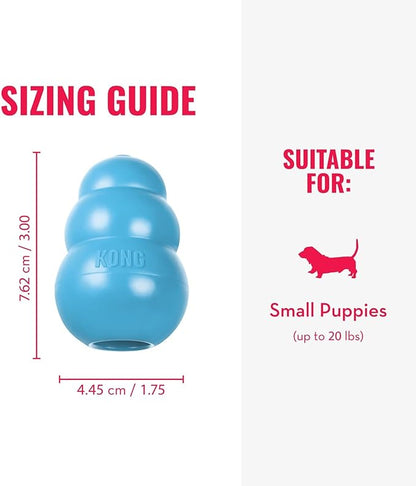 KONG Puppy - Natural Teething Rubber Chew Toy for Dogs - Stuffable Dog Toy for Extended Playtime - Chew & Fetch Toy for Puppies - for Small Puppies - Blue