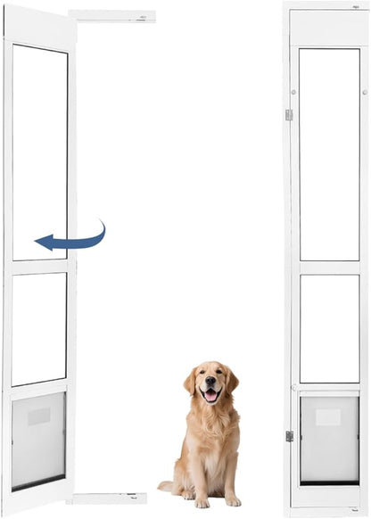 96 inch Large Dog Door for Sliding Glass Door - Left Amout from Inside, Adjustable Height: 96.38-96 in, Flap Size: 11”(W) x 16”(H)