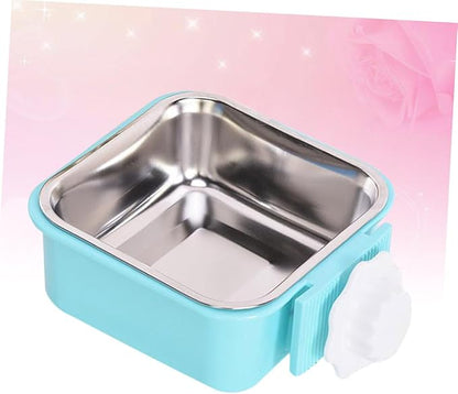 Milisten Stainless Steel Pet Feeding Bowl Fixed Hanging Water Bowl for Cage Removable for Easy Cleaning Blue s Size