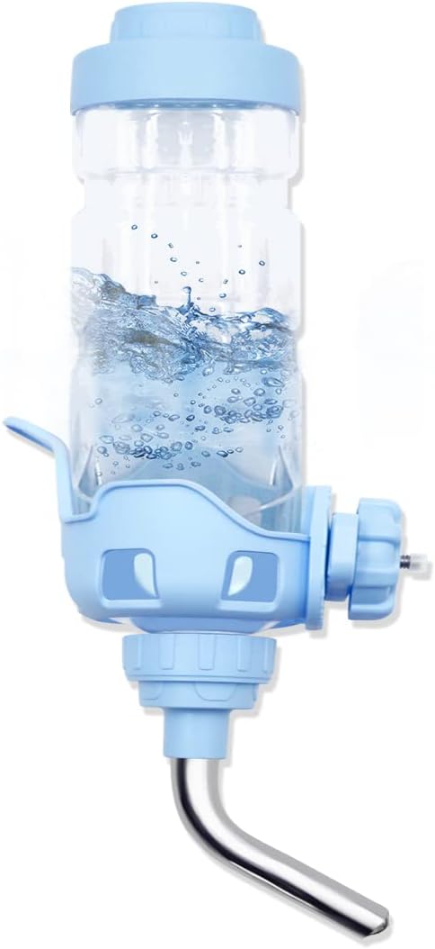 Vannon Dog Water Dispenser for Cage, 34oz Auto Feeding Crate Water Bottle for Dogs, Cats & Rabbits, Pet Nozzle Diameter: 12mm, BPA Free, Blue