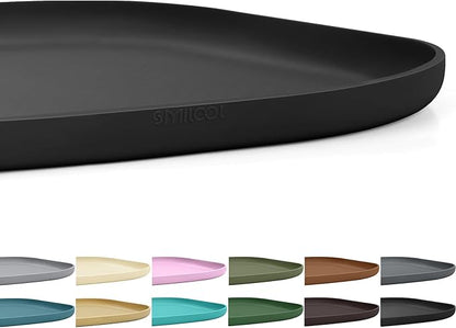 SMILOOL Small Silicone Pet Food Mat with Raised Edge for Food and Water Bowl, Square Dog Feeding Mats, Cat Food Trays for Floor Waterproof, Rubber Tray for Dogs and Cats, 12 x 12 x 0.7 Black