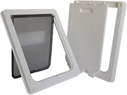 pet Door, Strong Lockable Dog Door with Privacy Protection Flap Gate Pet for Big Small Dogs Safety Doors Easy to Install(White,Small)