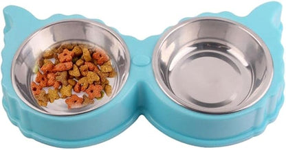 Pets Feeder Bowl Dog Dishes Large Size Double Dog Bowl Stainless Steel Water Food Bowls Feeder Solution for Dogs Cats Pet Supplies Blue