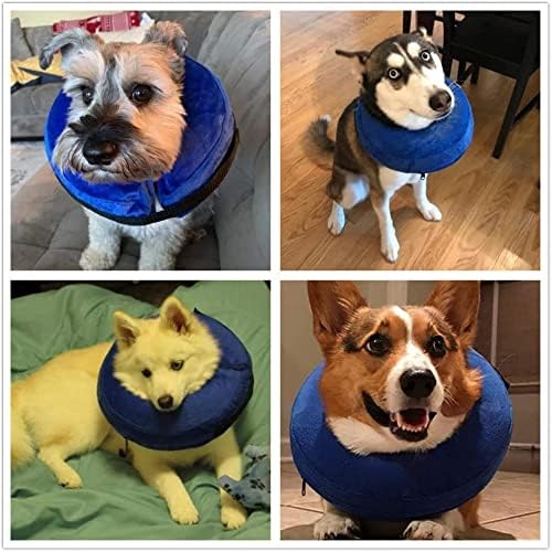 VST Comfortable Inflatable Cone Collar for Dogs,Adjustable Soft Pet Recovery Collar Prevent Pets from Touching Biting Scratching at Injuries Wounds (M)