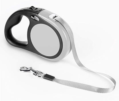 Heavy Duty Retractable Dog Leash-16ft Strong & Durable Walking Leash for S to L Dogs up to 45/115 lbs, Upgraded Lock System, Non Slip Grip, Tangle Free (Grey, Small/Medium)