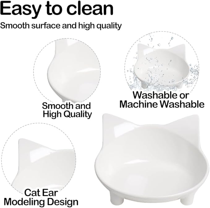 Skrtuan Non-Slip Cat Bowl with Shallow Design, Food-Grade Pet Dish for Whisker Fatigue Relief, Anti-Tip Dog & Cat Water Bowl for Dogs, Cats, Rabbits