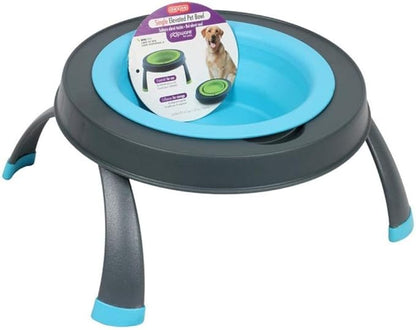Dexas Popware for Pets Single Elevated Pet Feeder, Gray/Blue, Large/4 Cup Capacity (PW140432312)