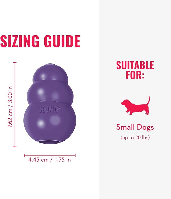 KONG Senior - Dog Toy with Gentle, Natural Rubber - Durable Dog Toy for Older Dogs - Use Treats with Stuffable Chew Toy - Treat Toy for Chewing & Fetching - for Small Dogs