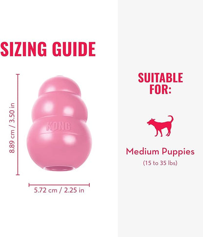 KONG - Puppy Toy Natural Teething Rubber - Fun to Chew, Chase and Fetch - for Medium Puppies - Pink