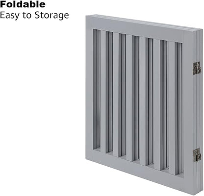 Unipaws Indoor 3 Panels Classic Freestanding Wooden Foldable Pet Gate with Support Feet - Grey, 20" W x 24" H