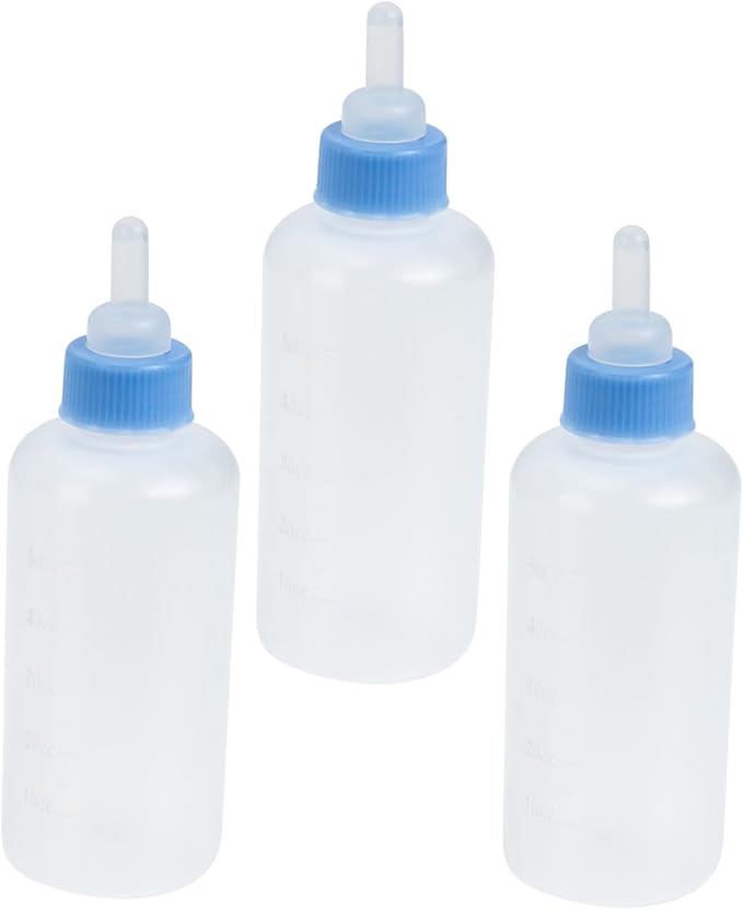 3Pcs Pet Feeding Bottles for Puppies and Kittens Leak Resistant Nursing Milk Feeders Portable Small Animal Nursing Bottles for Newborn Pets Blue