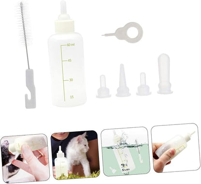 UPKOCH Baby Milk Feeding Bottle Set for Puppies and Kittens Reusable Small Animal Nursing Bottles Nipple for Newborn Dogs and Cats 5-Piece Kit