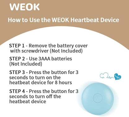 WEOK Puppy Heartbeat Toy, Dog Heartbeat Toy for Separation Anxiety Relief, Puppy Toy with Heartbeat Stuffed Animal Anxiety Calming Behavioral Aid Plush Toy for Dogs Cats Pets (Brown +)