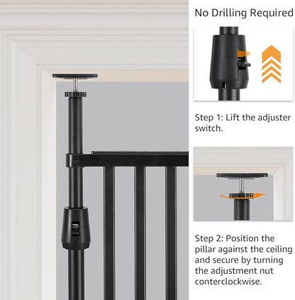 unipaws 75" High Extra Tall Cat Gate, Auto Closing and No Drilling Safety Gate for Doorway Hallway Stairs, Cat Dog Proof, Fit for 35"-51" Wide Opening, Indoor Use, Black