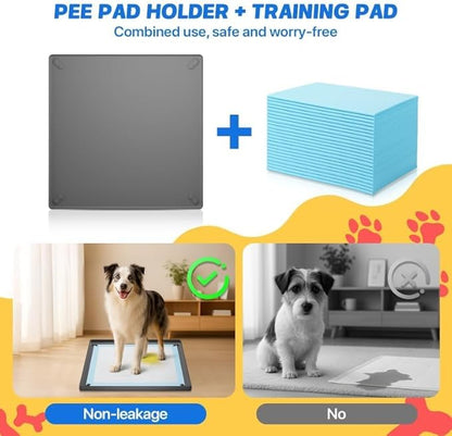 Pawinner 41PCS Puppy Pee Pad Holder Set for Dog, Non-Slip Silicone Dog Puppy Pad Holder for 24.4" x 24.4" Training Pads, High Edge Pee Pad Tray with 4 Magnetic Holder Clamps and 40pcs Puppy Potty Pad