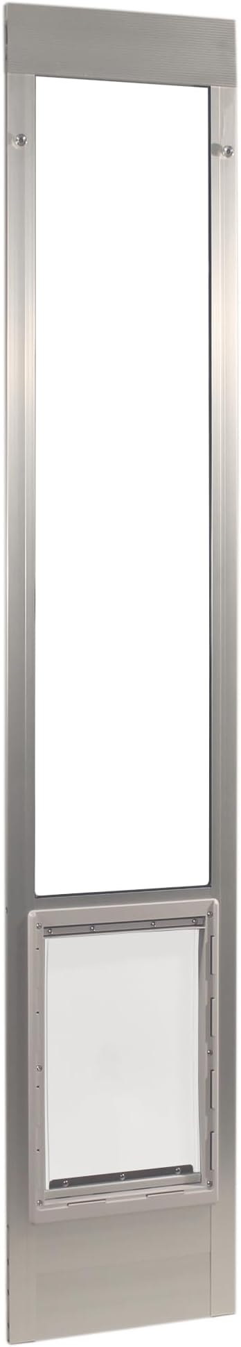 Ideal Pet Products Aluminum Pet Patio Door, Adjustable Height 77-5/8" to 80-3/8", 15" x 20" Flap Size, Mill/Silver