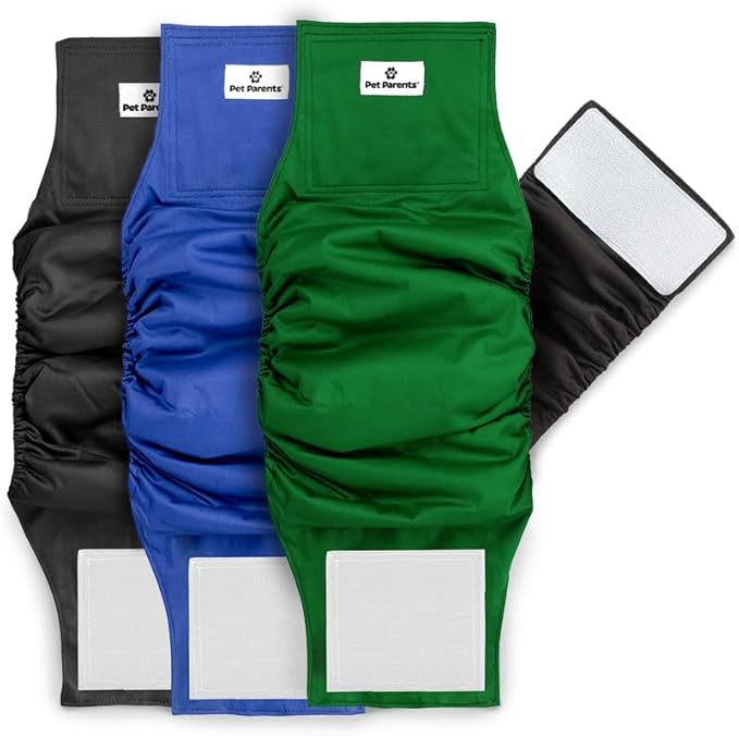 Pet Parents® Washable Belly Bands for Male Dogs (3pack) + Extendrs® of Durable Dog Diapers Male, Premium Male Dog Diapers & Dog Wraps (Medium, Gentlemen)