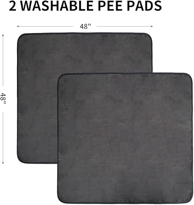 2Pack Washable Pee Pads for Dogs 48x48 Inch, Fast Absorbent Puppy Pads Reusable, Waterproof, Non Slip, Quick Dry Dog Pads for Puppy Training Whelping