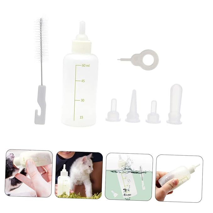 ORFOFE PET Nursing Bottle Set for Puppies and Kittens Silicone Milk Bottles for Small Animals Comfortable to Hold for Newborn Pets