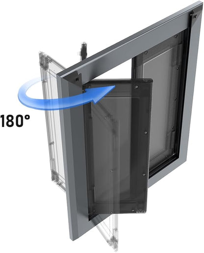 【PATAPLUS】 Aluminum French Large Dog Door,Strong Double Magnetic Flaps,with Aluminum Telescoping Tunnel Heavy-Duty Do g Door for L arge and Medium Dog Up to 110LBS (Large,Smoky Gray)