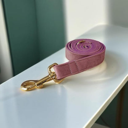 Love Dream Velvet Dog Collar and Leash Set, Soft & Comfy Adjustable Dog Leash and Collar with Heavy Duty Metal Buckle for Small Medium Large Dogs Training & Walking (Medium, Light Purple)