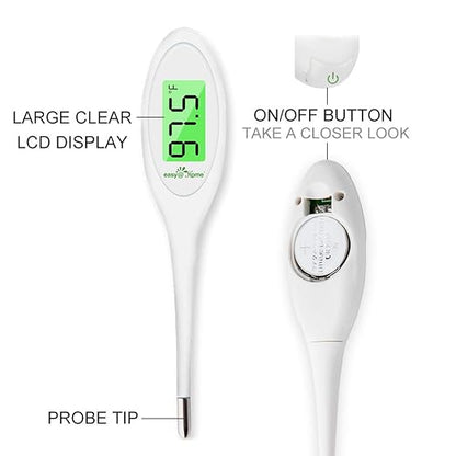 Easy@Home 8 Sec Fast Reading Digital Oral Thermometer for Adult, Kid and Baby, Oral, Rectal and Underarm Temperature Measurement for Fever with Two-Color LCD Display Backlit and Alarm EMT-A12