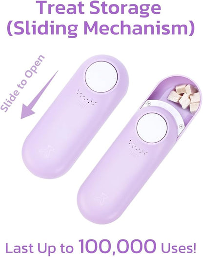 Clink Design Dog Training Clicker and Clicker Dog Trainer with Built in Treat Storage, Compact Dog Clicker for Puppy Training or Cat Clicker, 2.36 oz, Purple