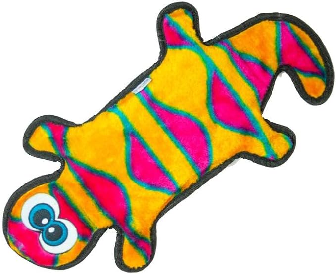 Outward Hound Durablez Large Gecko Stuffing-Free Squeaky Plush Dog Toy for Puppies & Dogs - Interactive, Soft Yet Tough, No Mess, Jumbo Squeaker, Long-Lasting Play, 17.5 inch, Orange