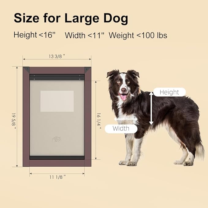 [MAVRICPOWER] Aluminum Large Dog Door for Door, Dog Doors for Large Dogs with 2 Sliding Lock Panels, Doggy Door for Dogs up to 80lbs