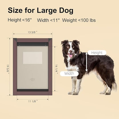 [MAVRICPOWER] Aluminum Large Dog Door for Door, Dog Doors for Large Dogs with 2 Sliding Lock Panels, Doggy Door for Dogs up to 80lbs