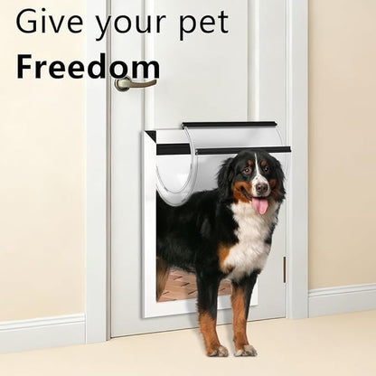 [MAVRICPOWER] Aluminum XL Dog Door for Door, Doggy Door with 2 Sliding Lock Panels for Extreme Weather, Pet Door for Dogs Up to 220 lbs
