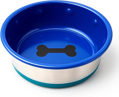 Stainless Steel Bowl - No Slip, No Tip - with Silicone Rubber Foot. (32)