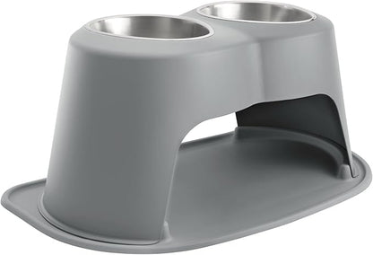 WeatherTech Double High Pet Feeding System - Elevated Dog/Cat Bowls - 14 inch High Dark Grey (DHC9614DGDG)