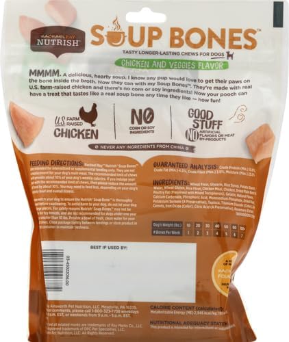 Nutrish Soup Bones Premium Dog Chews with Real Chicken and Veggies,6 Chews (Rachael Ray),(Pack of 2)